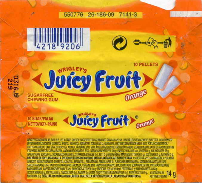 Juicy Fruit Wrigley pellets