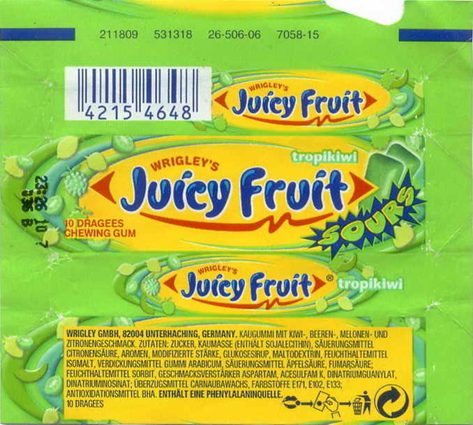 Juicy Fruit Wrigley pellets