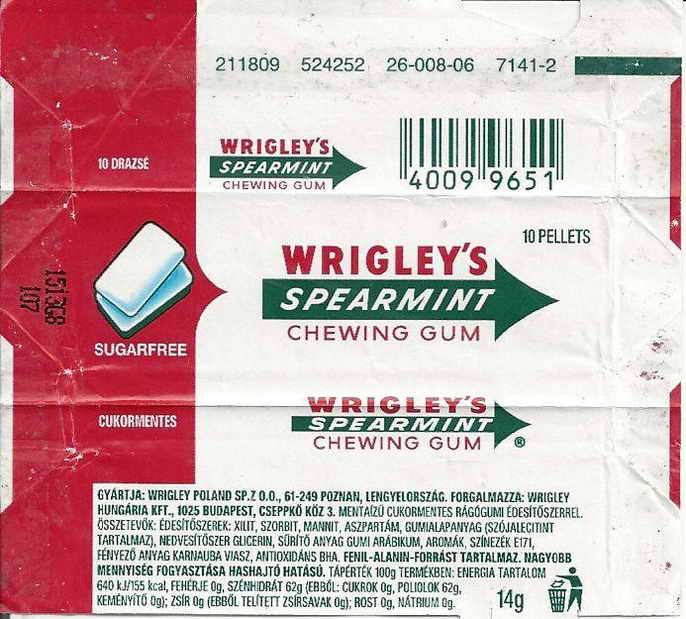 Spearmint Wrigley pellets