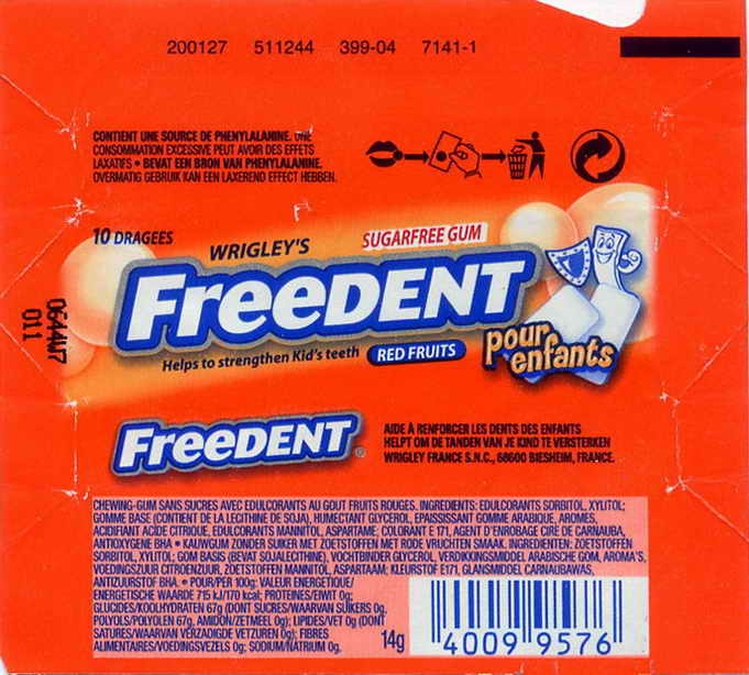 Freedent Wrigley FRANCE pellets