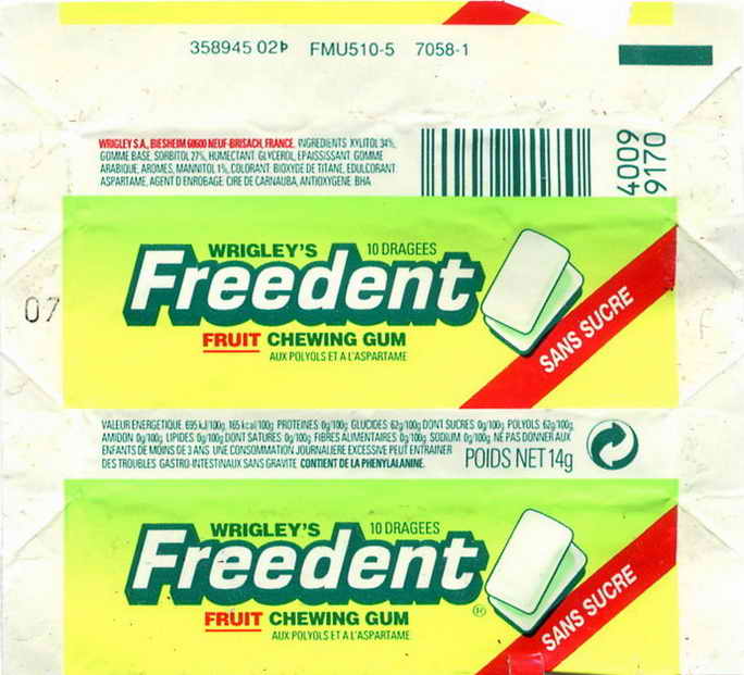 Freedent Wrigley FRANCE pellets