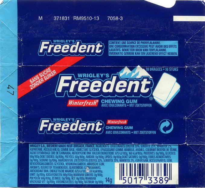 Freedent Wrigley FRANCE pellets