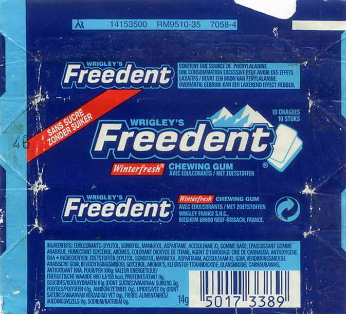 Freedent Wrigley FRANCE pellets