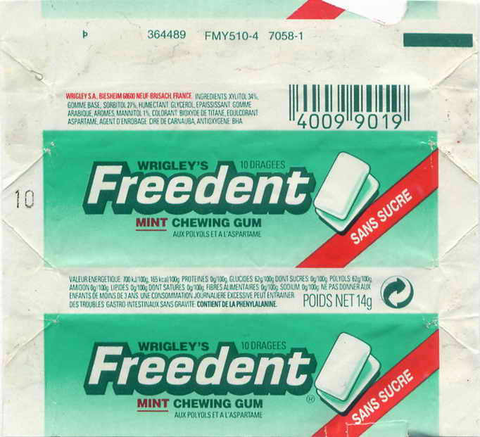 Freedent Wrigley FRANCE pellets