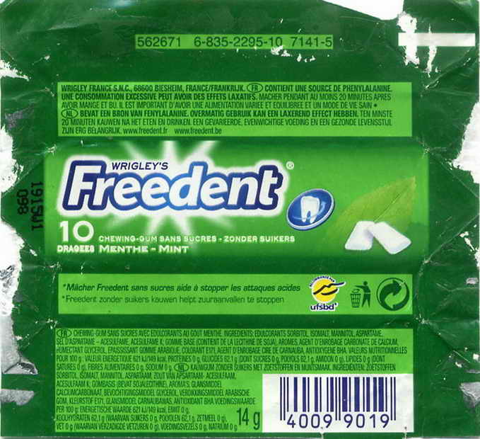Freedent Wrigley FRANCE pellets