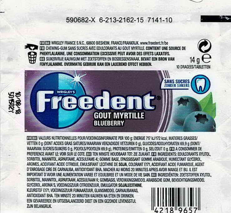 Freedent Wrigley FRANCE pellets