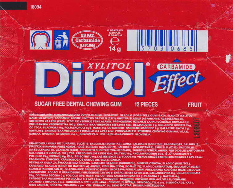 Dirol outer pellets