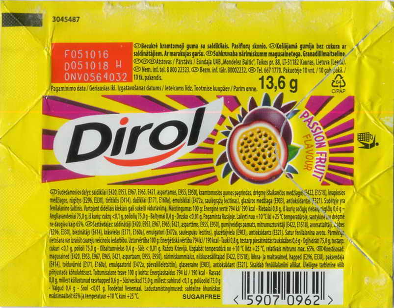 Dirol outer pellets