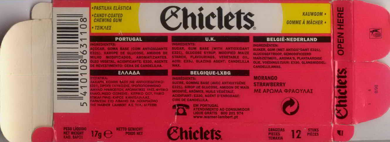 CHICLETS box pellets