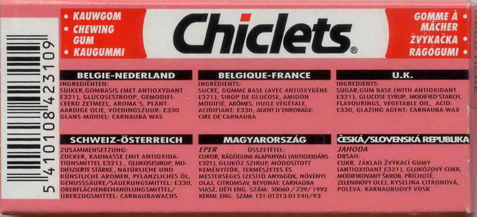 CHICLETS box pellets