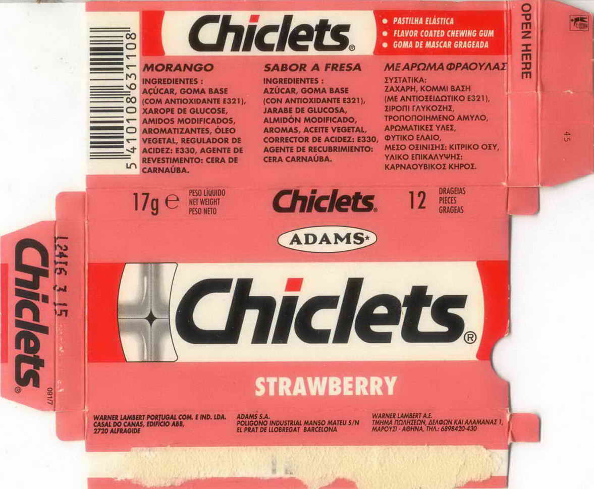 CHICLETS box pellets