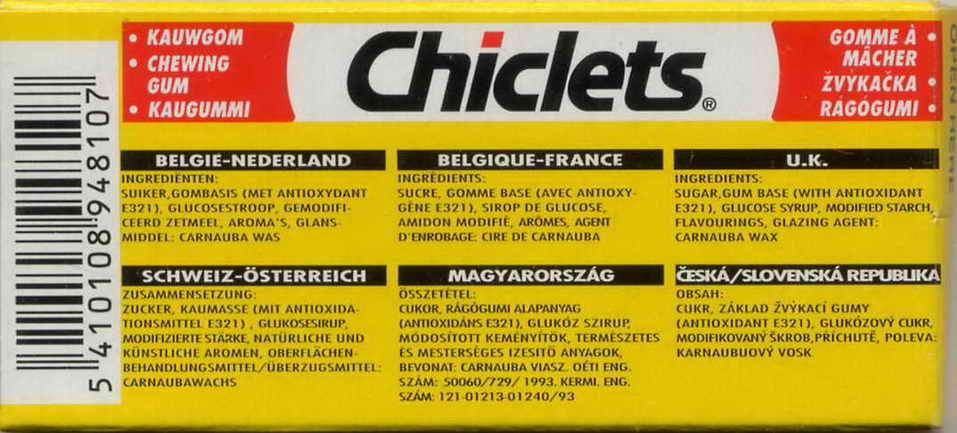 CHICLETS box pellets