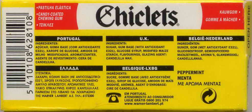 CHICLETS box pellets