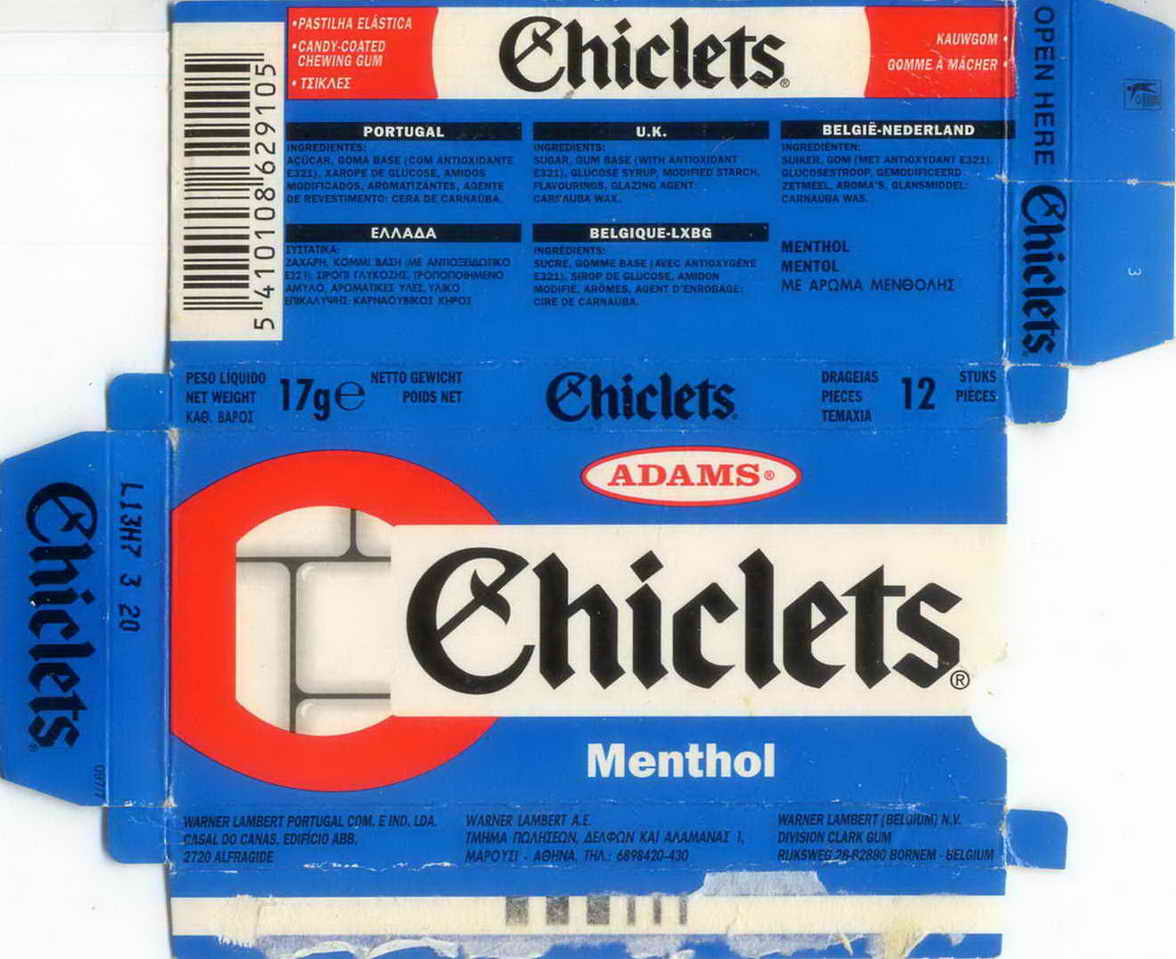 CHICLETS box pellets