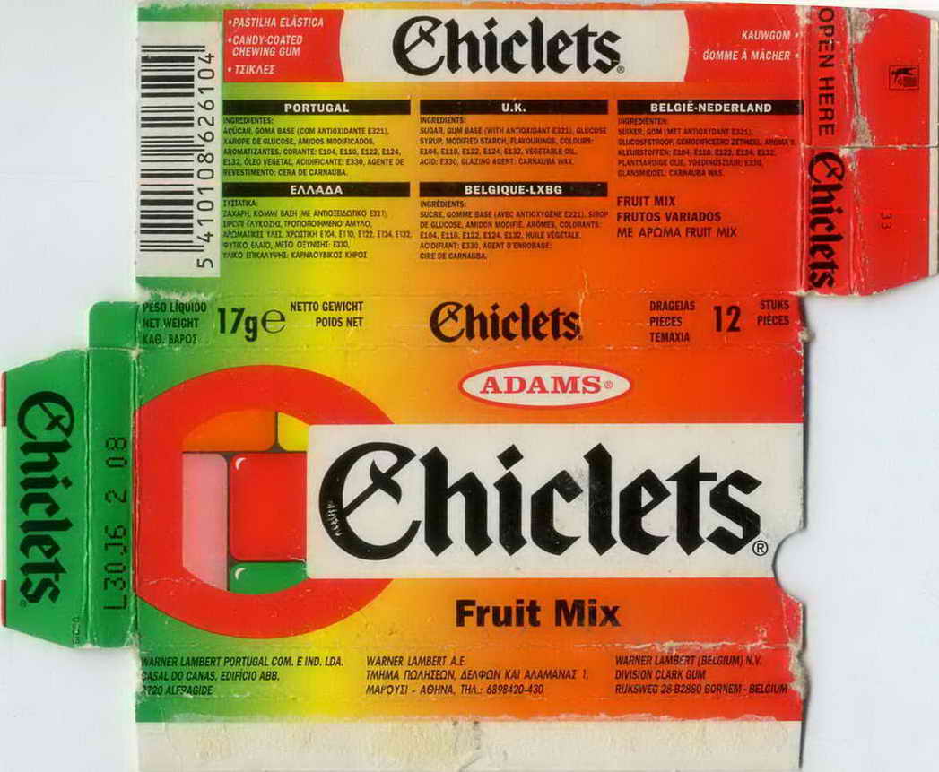 CHICLETS box pellets