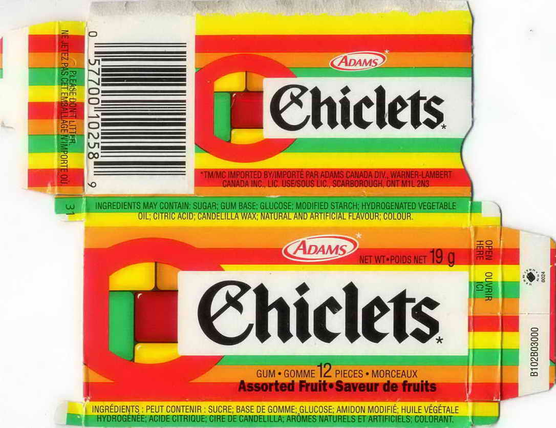 CHICLETS box pellets