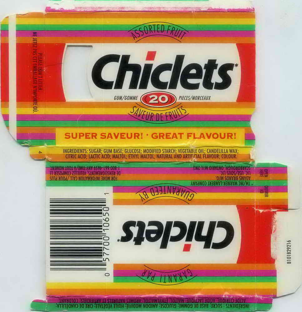 CHICLETS box pellets