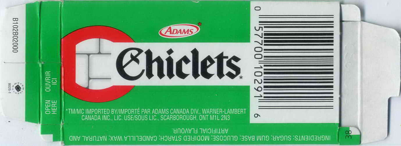 CHICLETS box pellets