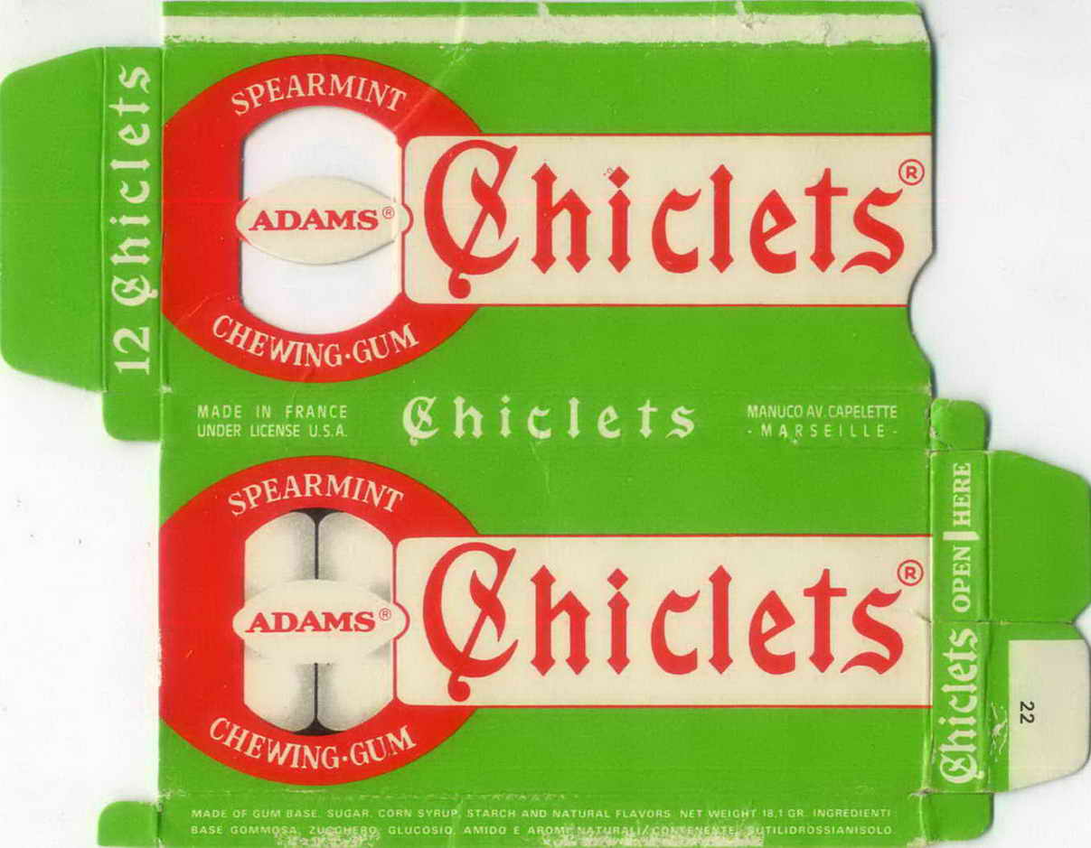 CHICLETS box pellets