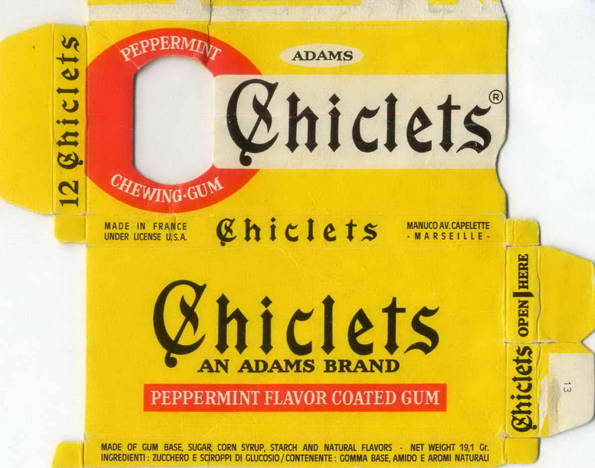 CHICLETS box pellets