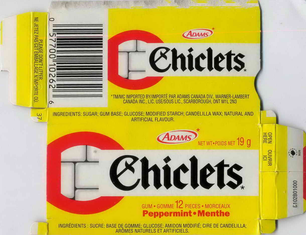 CHICLETS box pellets