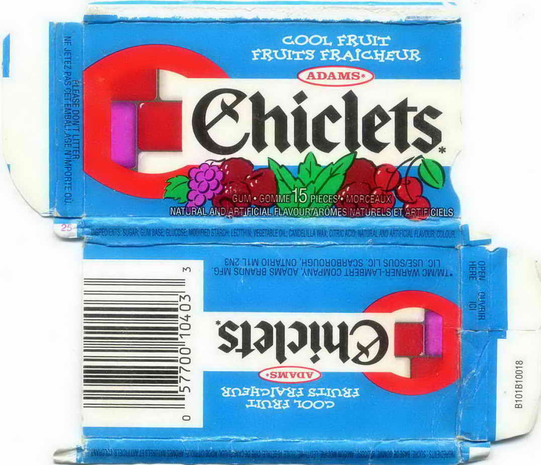 CHICLETS box pellets