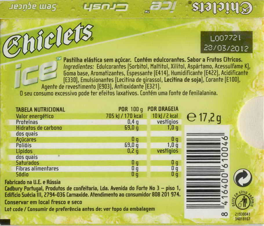 CHICLETS box pellets