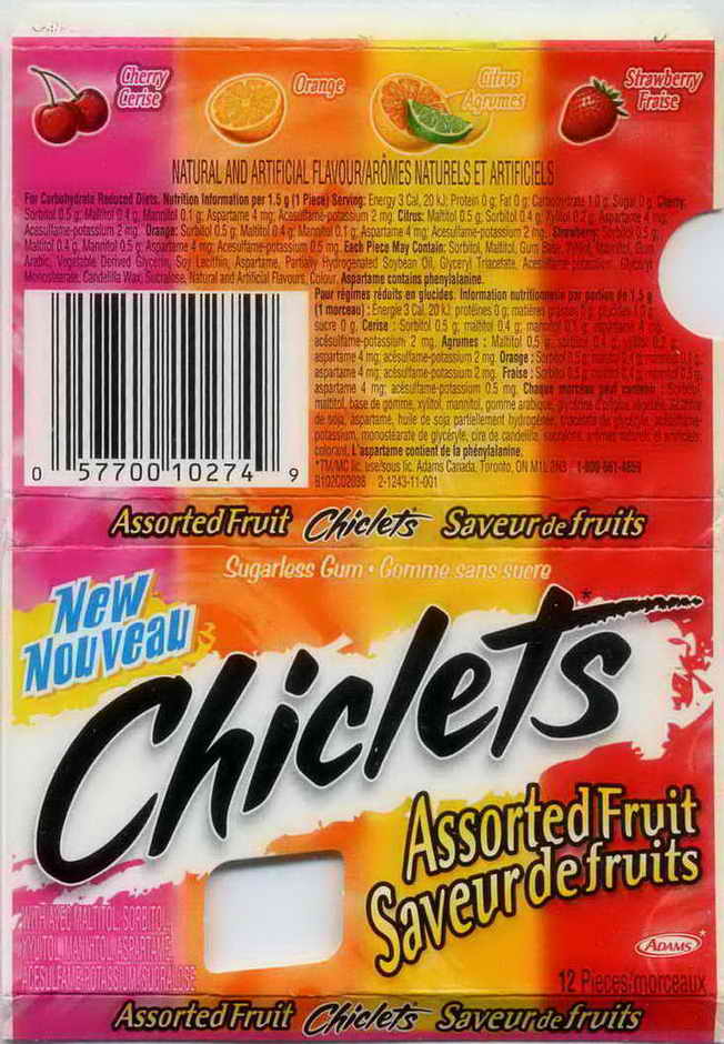 CHICLETS box pellets