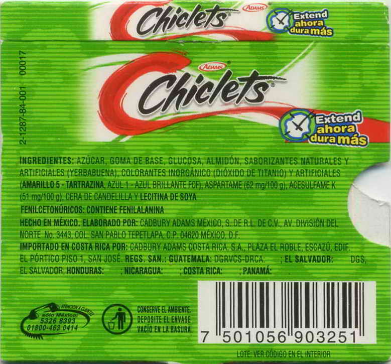 CHICLETS box pellets