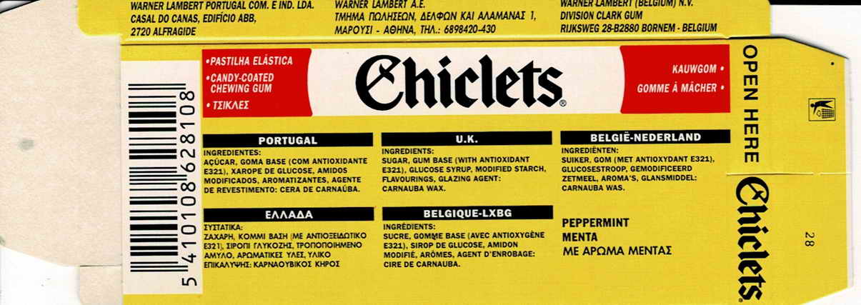 CHICLETS box pellets