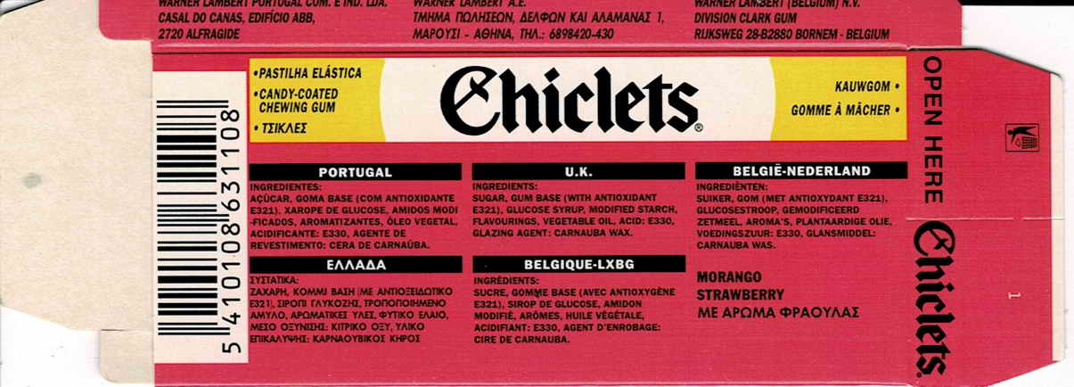 CHICLETS box pellets