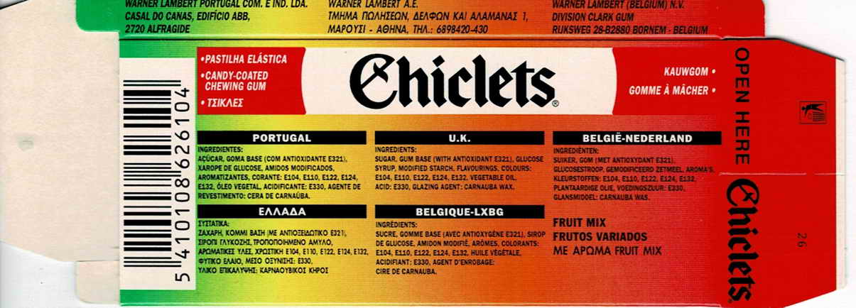 CHICLETS box pellets