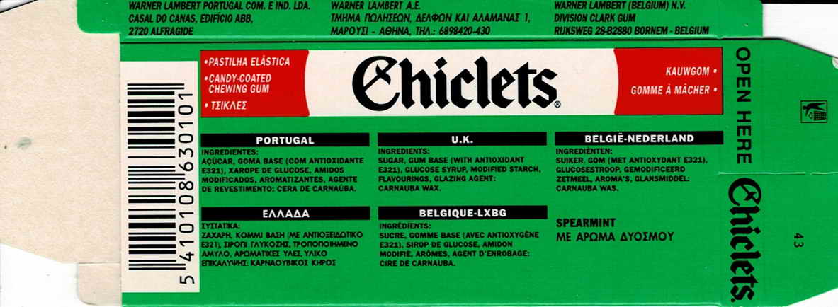 CHICLETS box pellets