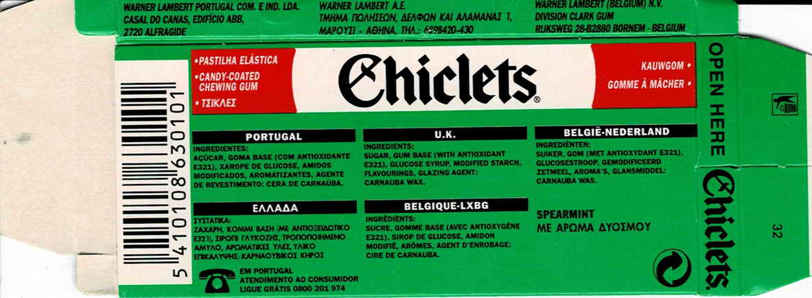 CHICLETS box pellets