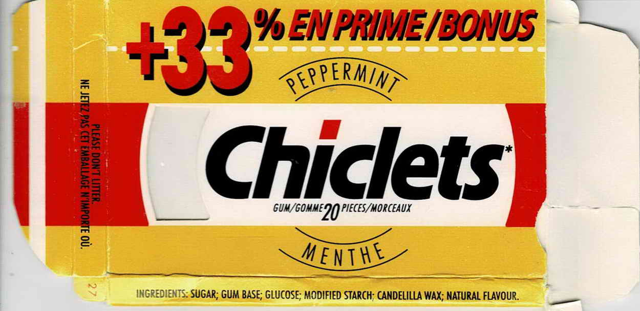 CHICLETS box pellets