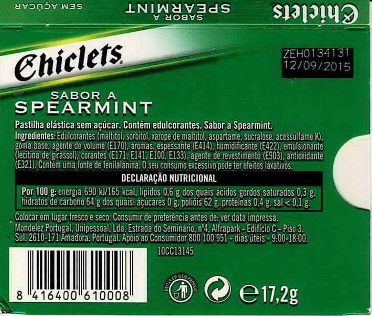 CHICLETS box pellets