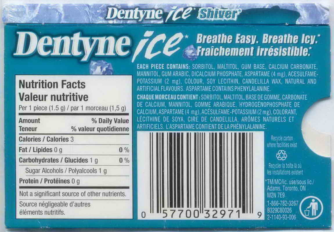 DENTYNE blister pellets Canada