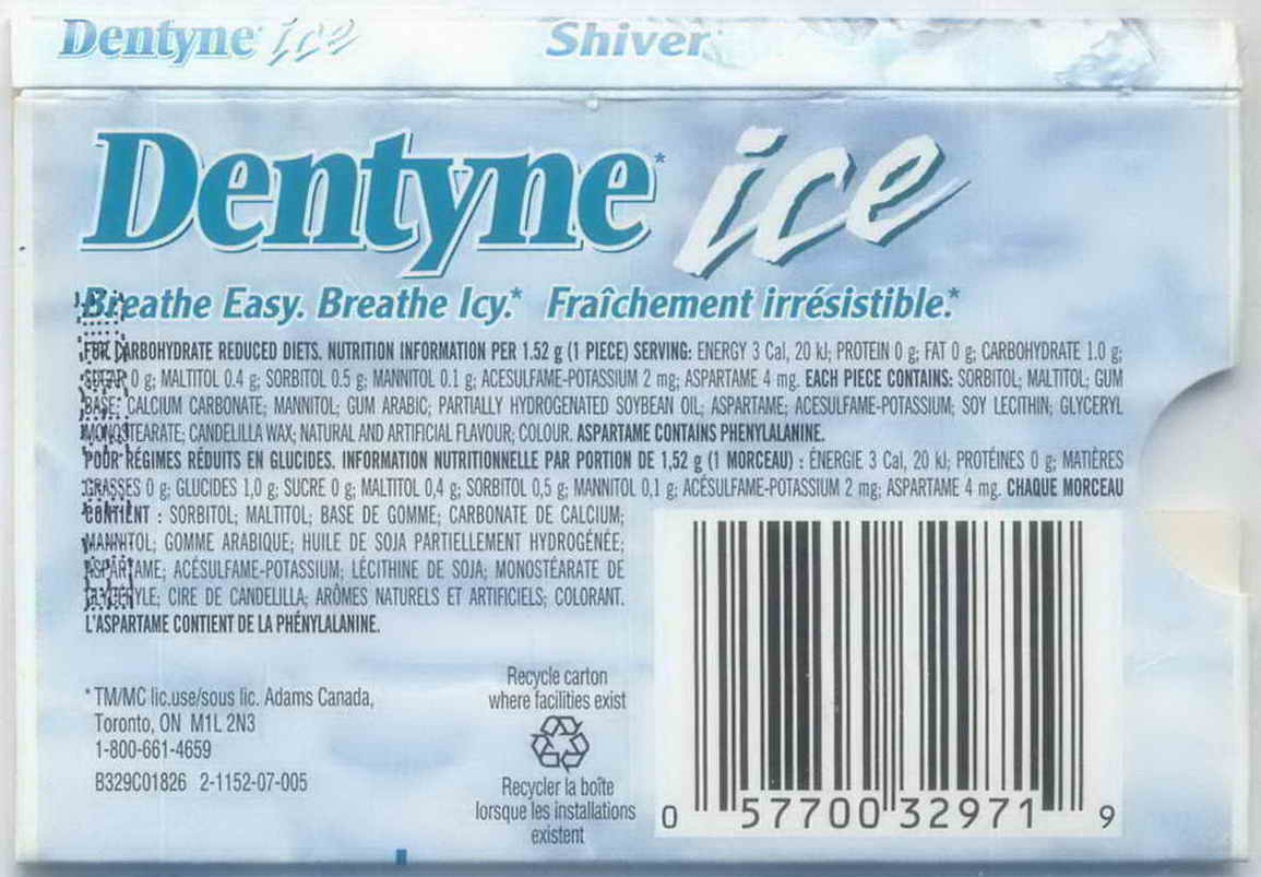 DENTYNE blister pellets Canada