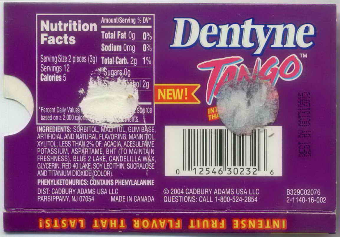 DENTYNE blister pellets Canada