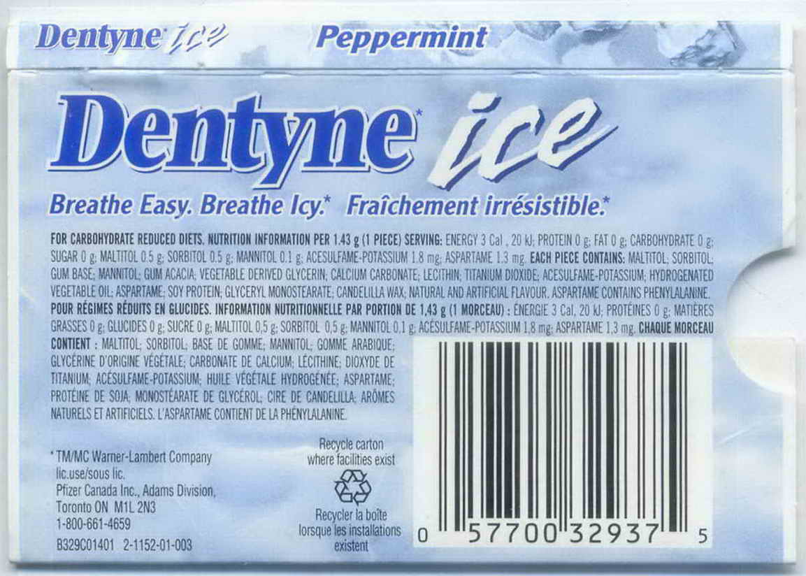 DENTYNE blister pellets Canada