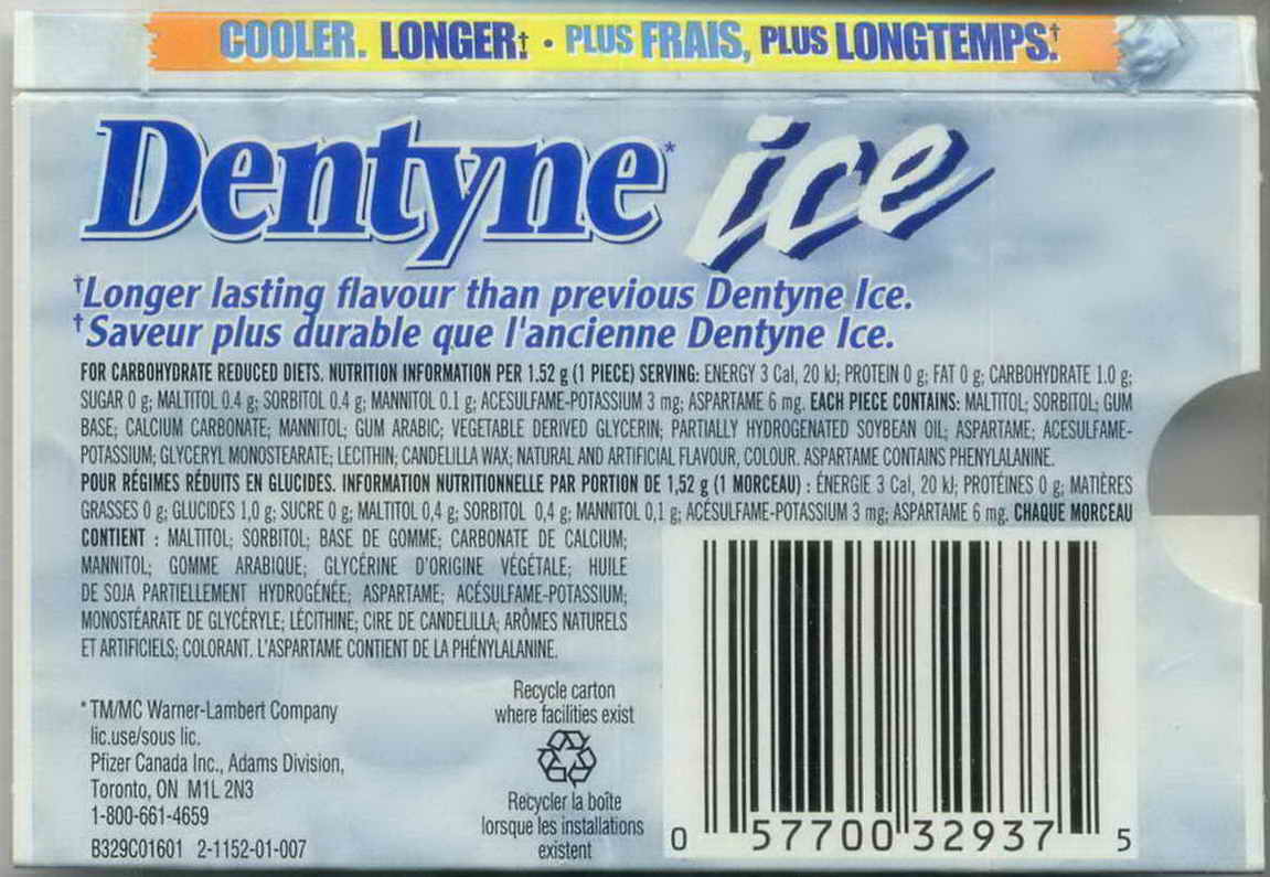 DENTYNE blister pellets Canada