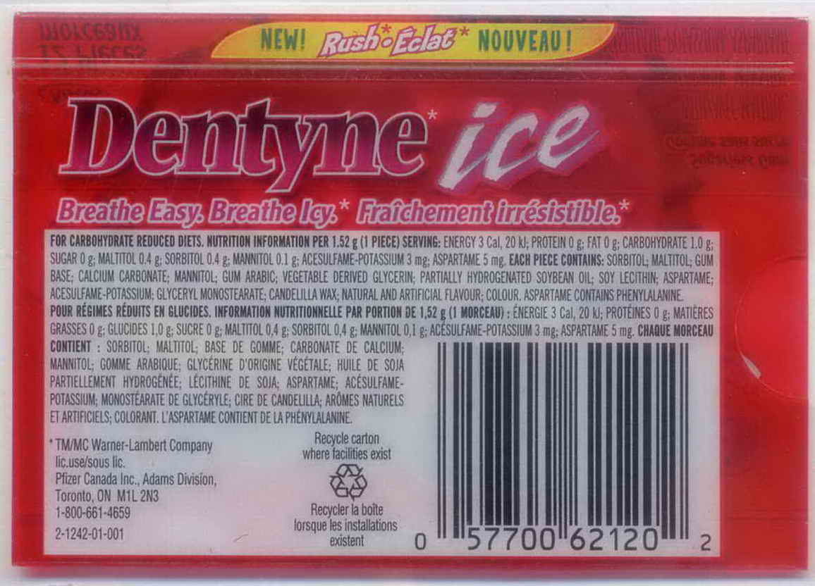 DENTYNE blister pellets Canada