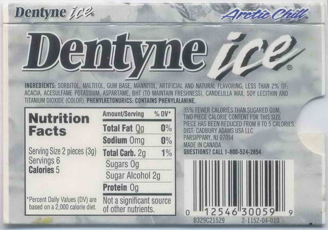 DENTYNE blister pellets Canada