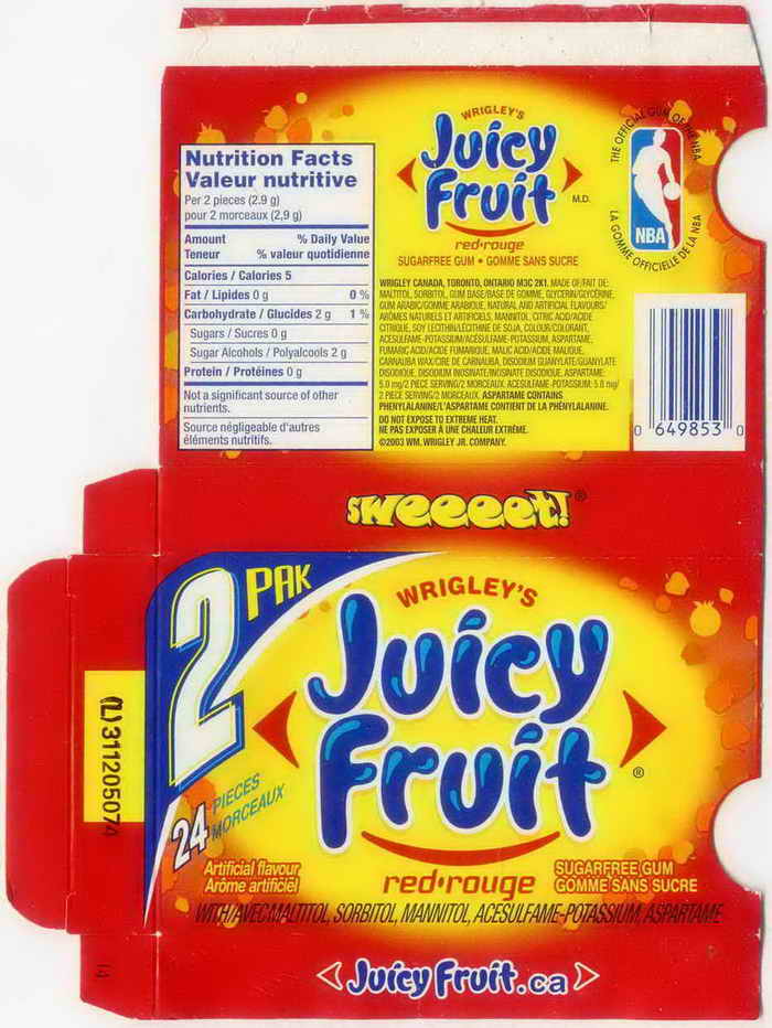 JUICY FRUIT pellets blister